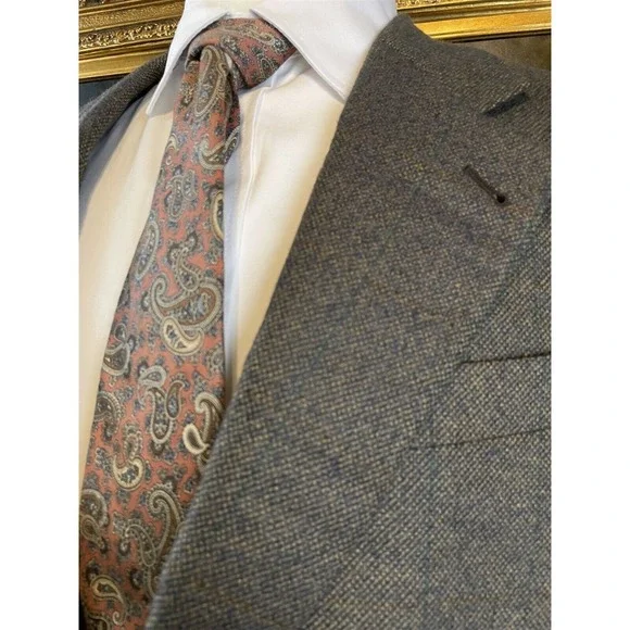 Jack Victor 42R Lucawood SPJ 100% Wool Soft Tweed‎ Brown Windowpane 2Btn Blazer